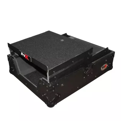 Flight Hard Road Gig Ready Case Large Format 12\'\' DJ Mixer w Glide Laptop Shelf - Black