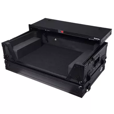 Flight Style Road Case For Pioneer DDJ-FLX10 or DDJ-GRV6 DJ Controller with Laptop Shelf 2U Rack Space Wheels LED - Black