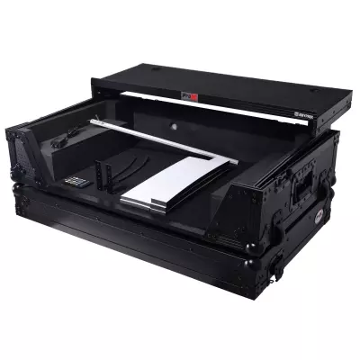 Flight Style Road Case For Pioneer DDJ-FLX10 or DDJ-GRV6 DJ Controller with Laptop Shelf 2U Rack Space Wheels LED - Black