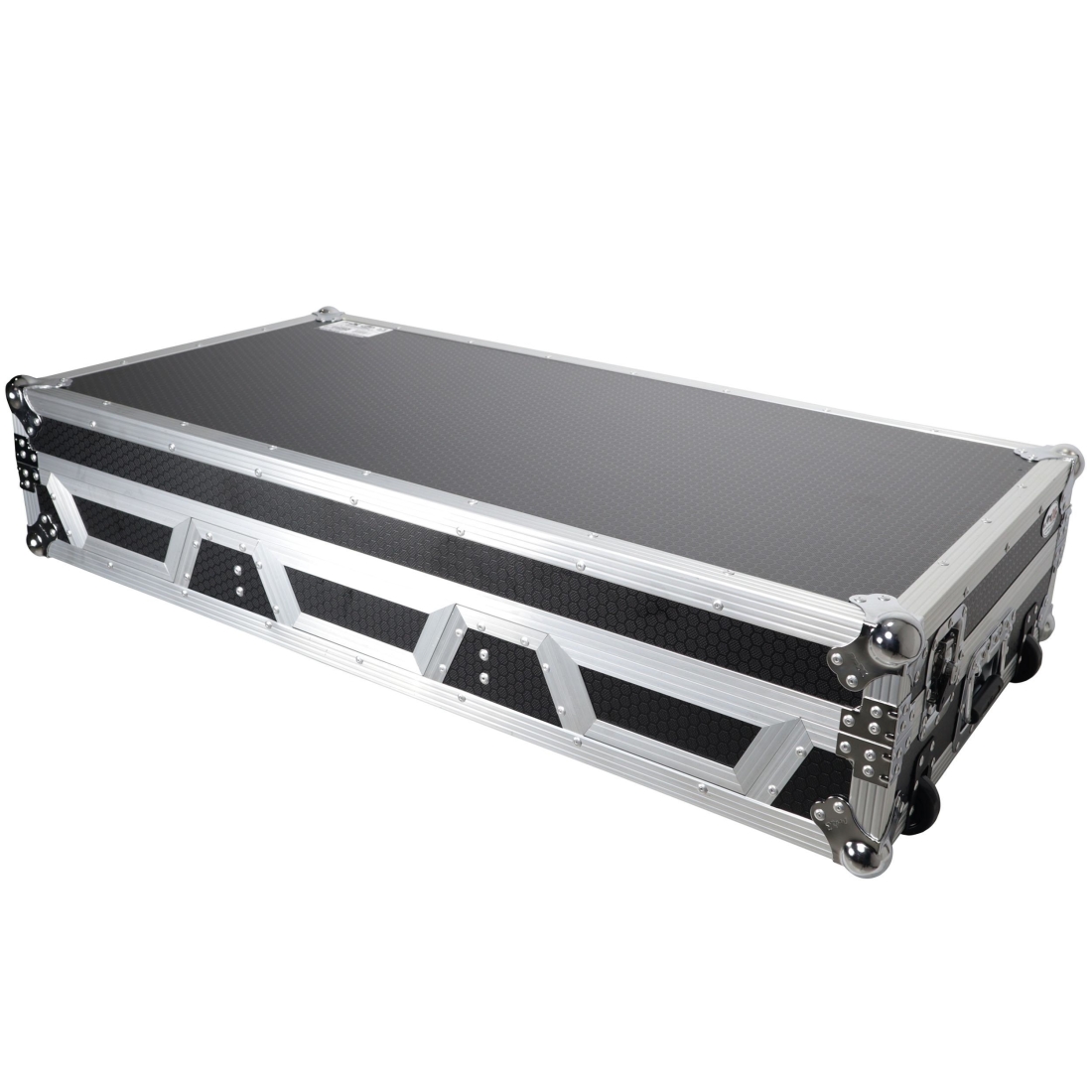Flight Case DJ Coffin for Pioneer Mixer DJM-900NXS2 and 2 CDJ-3000 with Wheels and Laptop Shelf - Silver