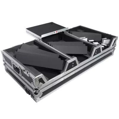 Flight Case DJ Coffin for Pioneer Mixer DJM-900NXS2 and 2 CDJ-3000 with Wheels and Laptop Shelf - Silver
