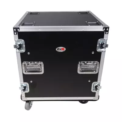 ProX - 12U Space Shockproof Amp Rack ATA Flight Case 24 in. Depth with Caster Wheels