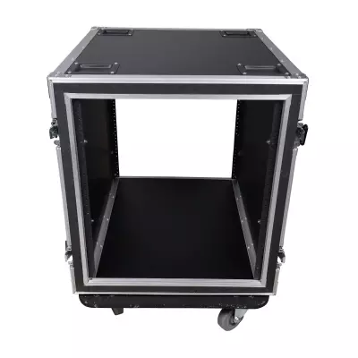 12U Space Shockproof Amp Rack ATA Flight Case 24 in. Depth with Caster Wheels