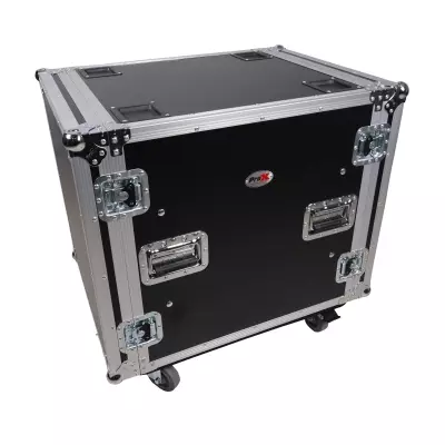 12U Space Shockproof Amp Rack ATA Flight Case 24 in. Depth with Caster Wheels