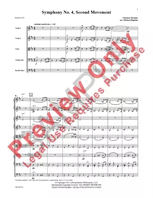 Symphony No. 4, Second Movement - Brahms/Hopkins - String Orchestra - Gr. 4
