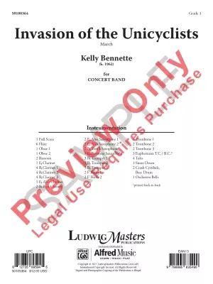 Invasion of the Unicyclists - Bennette - Concert Band (March) - Gr. 3