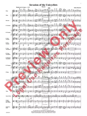 Invasion of the Unicyclists - Bennette - Concert Band (March) - Gr. 3