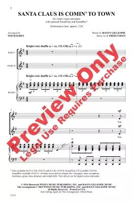 Santa Claus Is Comin\' to Town - Coots/Hayden - Choral Octavo - 2pt Accompanied