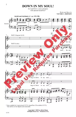 Down in My Soul! - Johnson - Choral Octavo - 2pt Accompanied