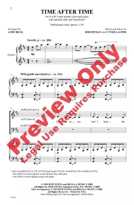 Time After Time - Hyman/Lauper/Beck - Choral Octavo - SAB/3-Part Mixed