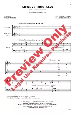 Merry Christmas - Spielman/Langford - Choral Octavo - SSA