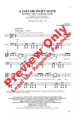 A Taylor Swift Suite - Billingsley - Choral Octavo - 2pt Accompanied