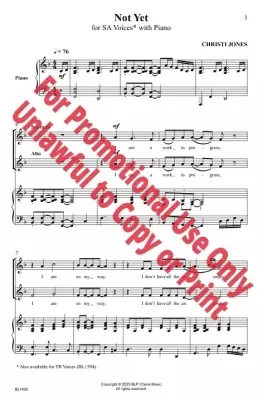 Not Yet - Jones - Choral Octavo - 2-Pt Accompanied