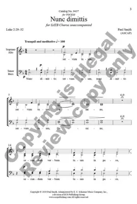 Nunc Dimittis - Smith - Choral Octavo - SATB A Cappella
