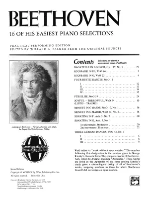 Beethoven: 16 Of His Easiest Piano Selections - Beethoven - Book - Piano