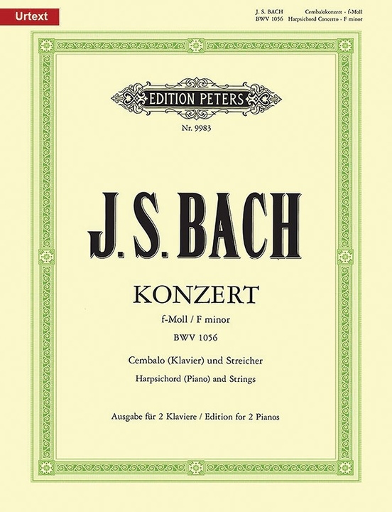 Concerto for Harpsichord No. 5 in F minor, BWV.1056 - Bach/Schulze/Schubert - Book - Piano (2 Pianos, 4 Hands)