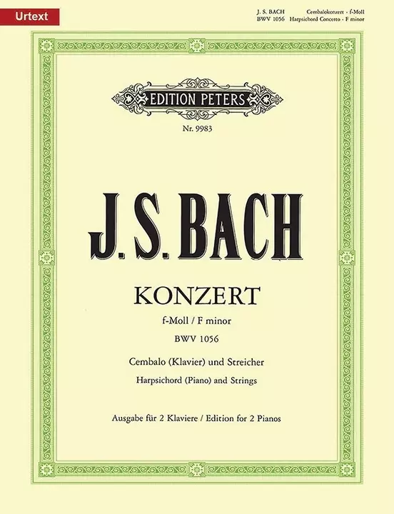 Concerto for Harpsichord No. 5 in F minor, BWV.1056 - Bach/Schulze/Schubert - Book - Piano (2 Pianos, 4 Hands)