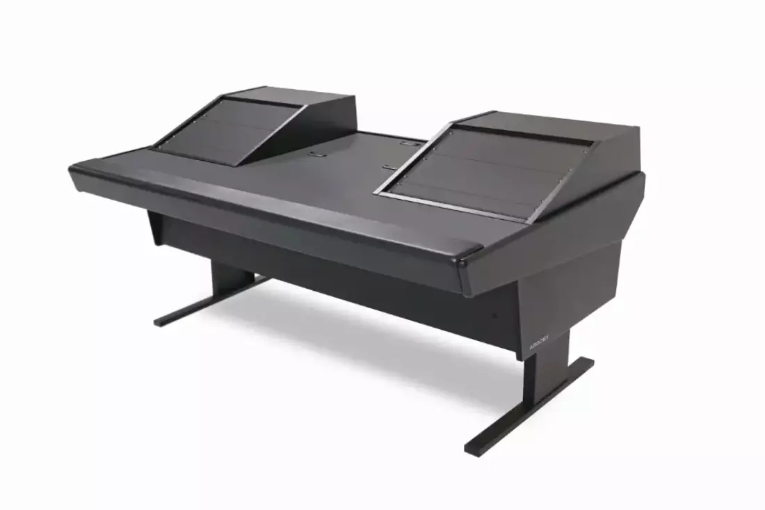 70 V-Series with 25\'\' Flat Desk Insert and 2 VR1003 Rack Units - Black Trim