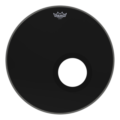 Powerstroke 3 Black Dynamo (Installed) Bass Drum Head - 20 Inch