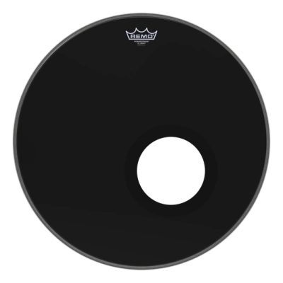 Remo - Powerstroke 3 Black Dynamo (Installed) Bass Drum Head - 20 Inch