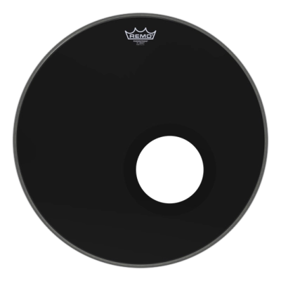 Remo - Powerstroke 3 Black Dynamo (Installed) Bass Drum Head - 22 Inch