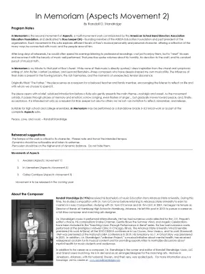 In Memoriam (Aspects: Movement II) - Standridge - Concert Band - Gr. 3.5