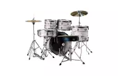 Comet 5-Piece Drum Kit (20,10,12,14,SD) with Cymbals and Hardware - White Marble