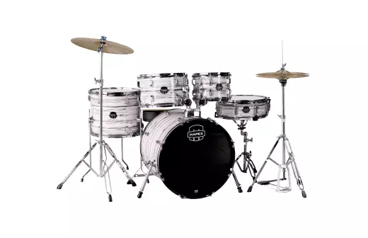 Mapex - Comet 5-Piece Drum Kit (20,10,12,14,SD) with Cymbals and Hardware - White Marble