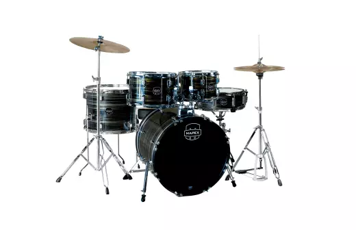 Mapex - Comet 5-Piece Drum Kit (20,10,12,14,SD) with Cymbals and Hardware - Ebony Yellow