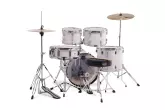 Comet 5-Piece Drum Kit (18,10,12,14,SD) with Cymbals and Hardware - White Thin Grain