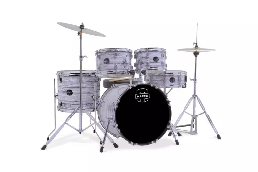 Mapex - Comet 5-Piece Drum Kit (18,10,12,14,SD) with Cymbals and Hardware - White Marble
