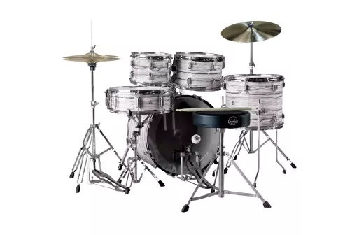 Comet 5-Piece Drum Kit (22,10,12,16,SD) with Cymbals and Hardware - White Marble