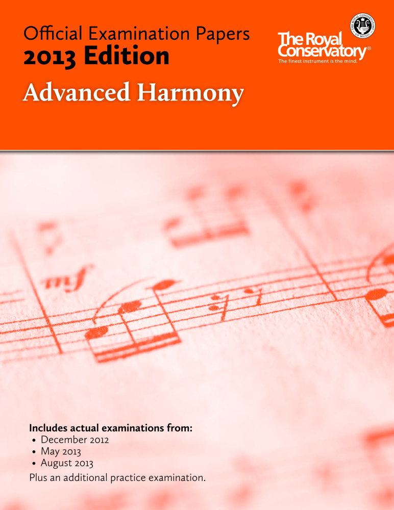 RCM Official Examination Papers: Advanced Harmony - 2013 Edition