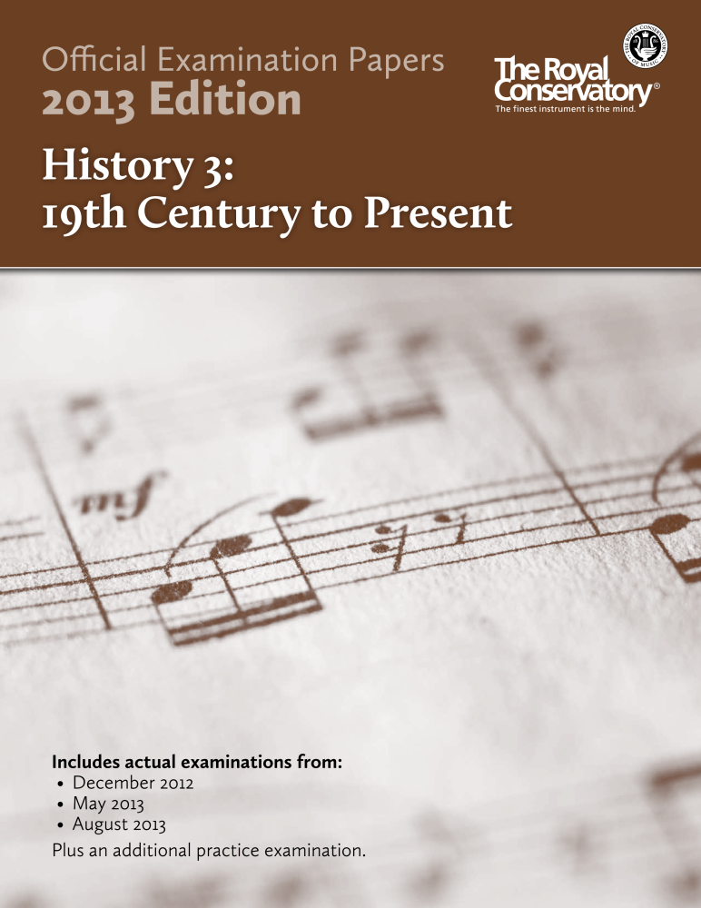 RCM Official Examination Papers: History 3, 19th Century to Present - 2013 Edition