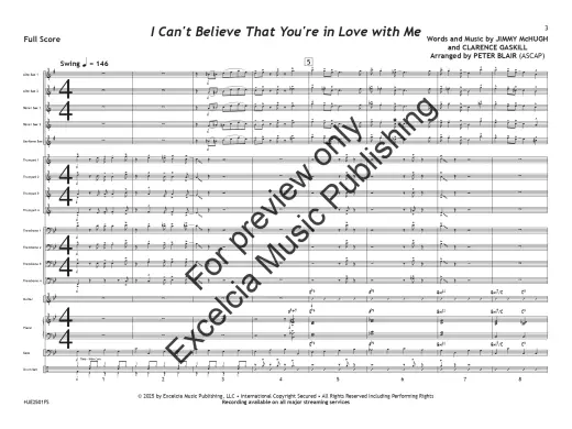 I Can\'t Believe that You\'re in Love with Me - McHugh/Gaskill/Blair - Jazz Ensemble - Gr. 2