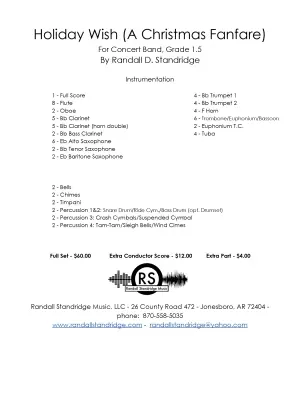 Holiday Wish: a Christmas Fanfare - Standridge - Concert Band - Gr. 1.5