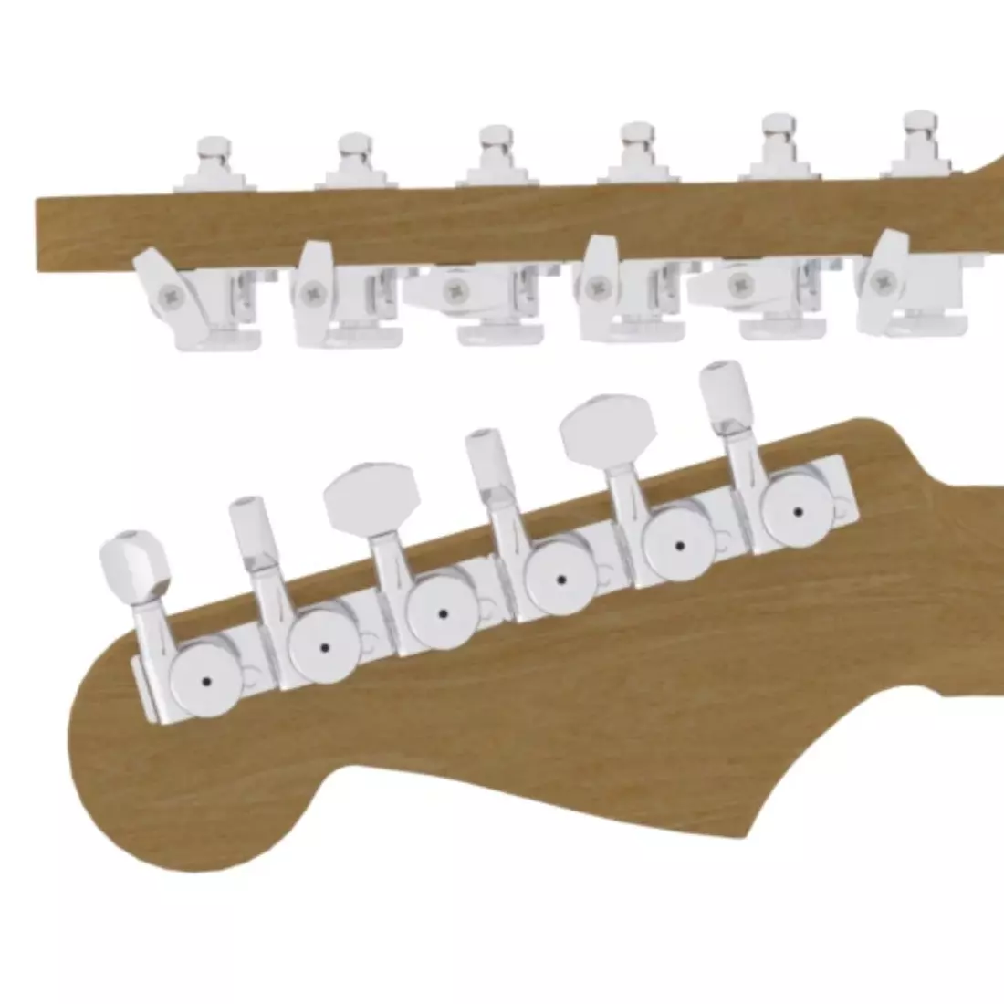 Guitar Tuner Upgrade Kit for 6 Inline Headstocks with 10mm Post Hole - Chrome