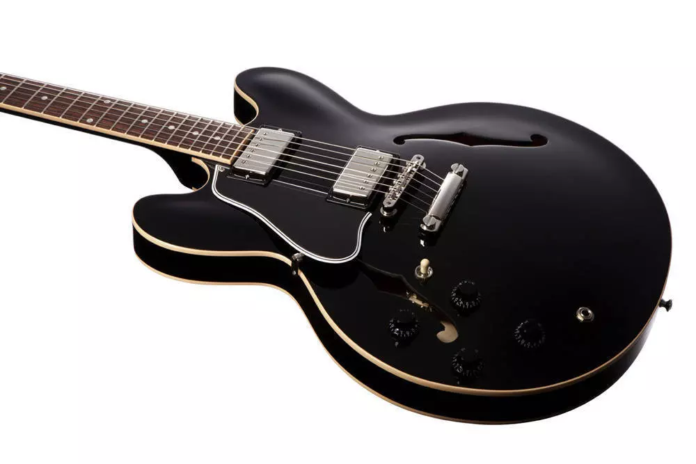 ES-335 Dot Plain Top Left-Handed Electric Guitar - Ebony
