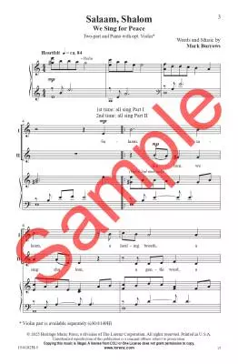 Salaam, Shalom (We Sing for Peace) - Burrows - Choral Octavo - 2-Pt/Piano/Opt. Violin