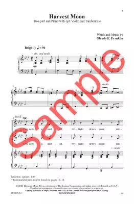 Harvest Moon - Franklin - Choral Octavo - 2-Pt Piano/Violin/Tambourine