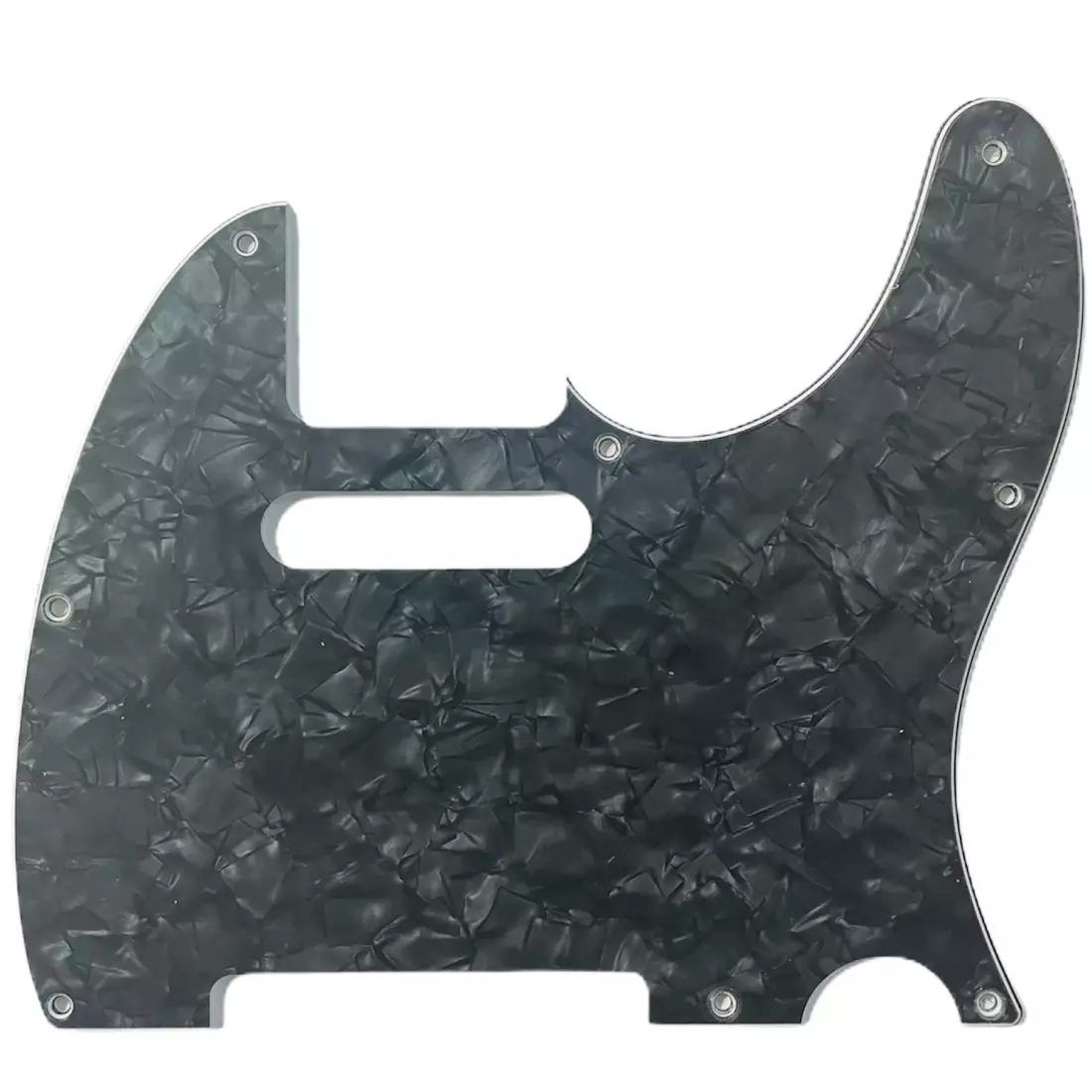 8-Hole Modern Telecaster Pickguard, 3-Ply - Dark Black Pearloid