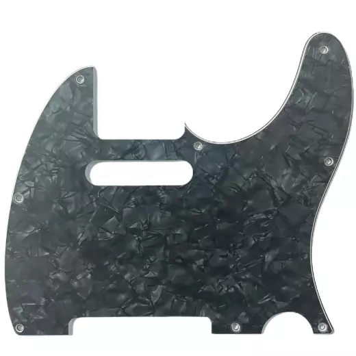 All Parts - 8-Hole Modern Telecaster Pickguard, 3-Ply - Dark Black Pearloid