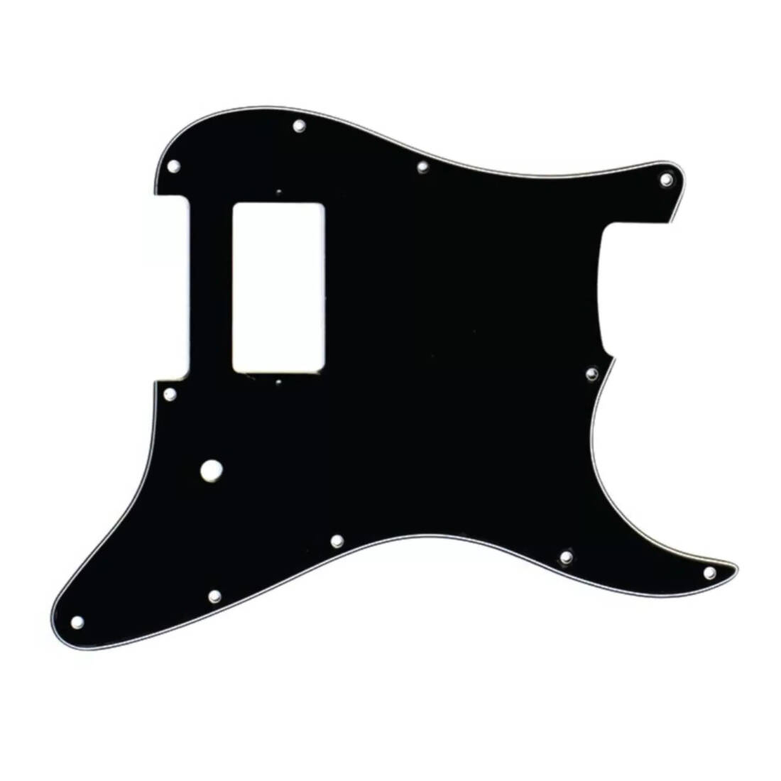 11-hole Pickguard for Stratocaster, 1 Humbucker - Black 3-Ply