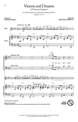 Visions and Dreams (A Pentecost Prophecy) - Barrett - Choral Octavo - SATB/Piano/Flute