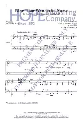Bless That Wonderful Name - McDonald - Choral Octavo - SATB Accompanied