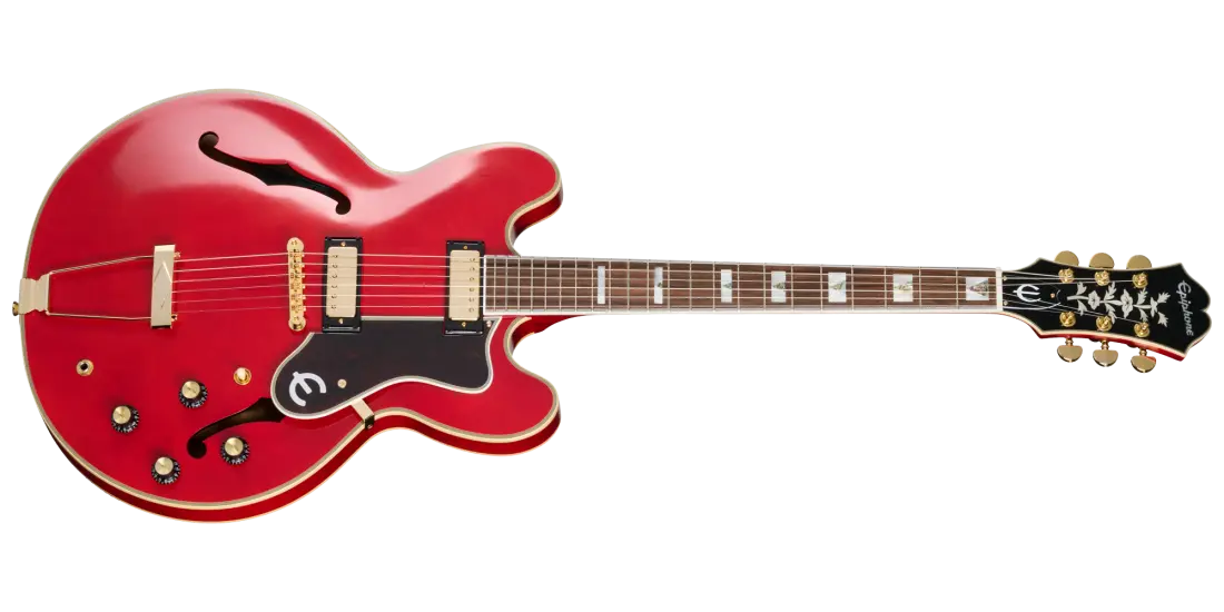 Masterbilt Gem Archer Sheraton Electric Guitar with Hardshell Case - Cherry Red
