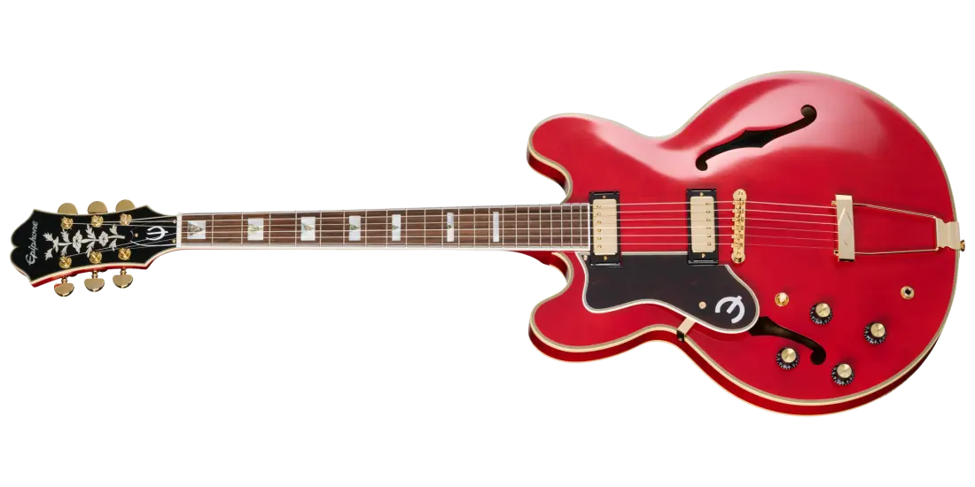 Masterbilt Gem Archer Sheraton Electric Guitar with Hardshell Case - Cherry Red (Left Handed)