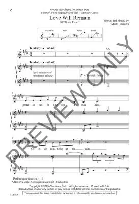 Love Will Remain - Burrows - Choral Octavo - SATB Accompanied