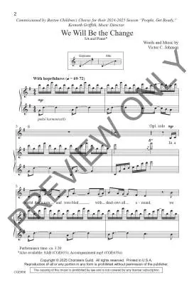 We Will Be the Change - Johnson - Choral Octavo - SA Accompanied