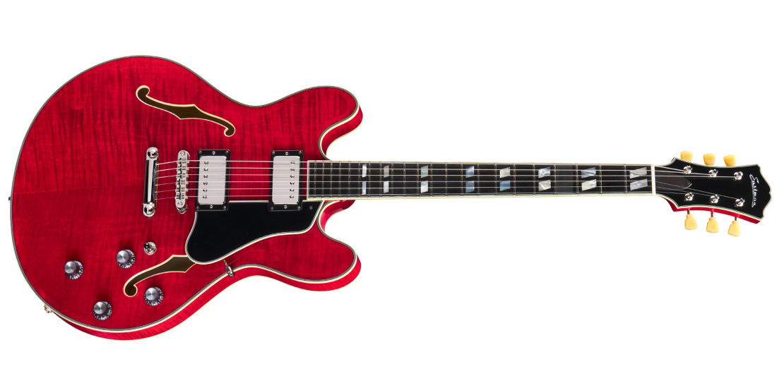Thinline Semi-Hollow Electric Guitar with Hardshell Case - Red